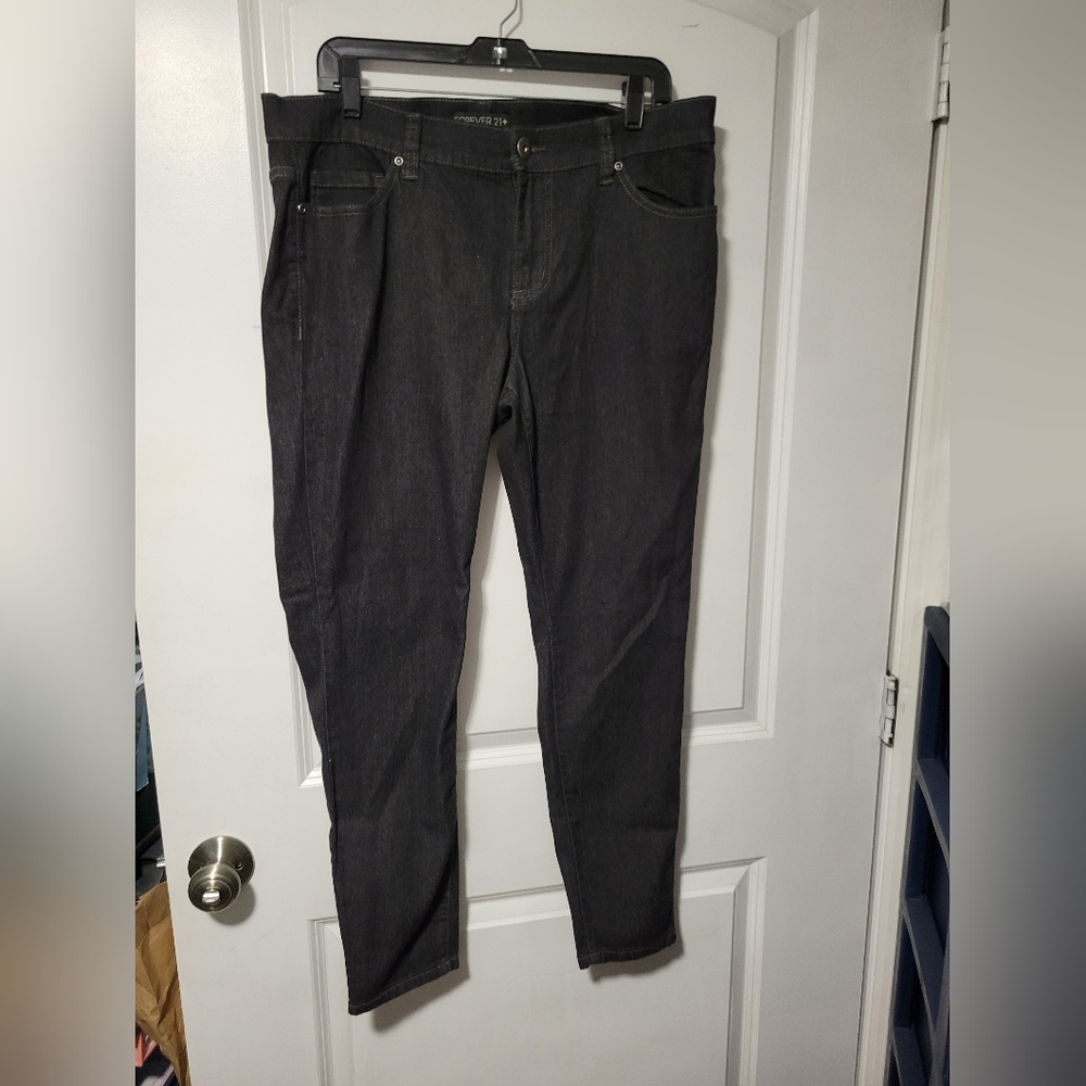 NWT FOREVER 21 PLUS SZE BLACK SKINNY JEAN DENIM 14 SHORT